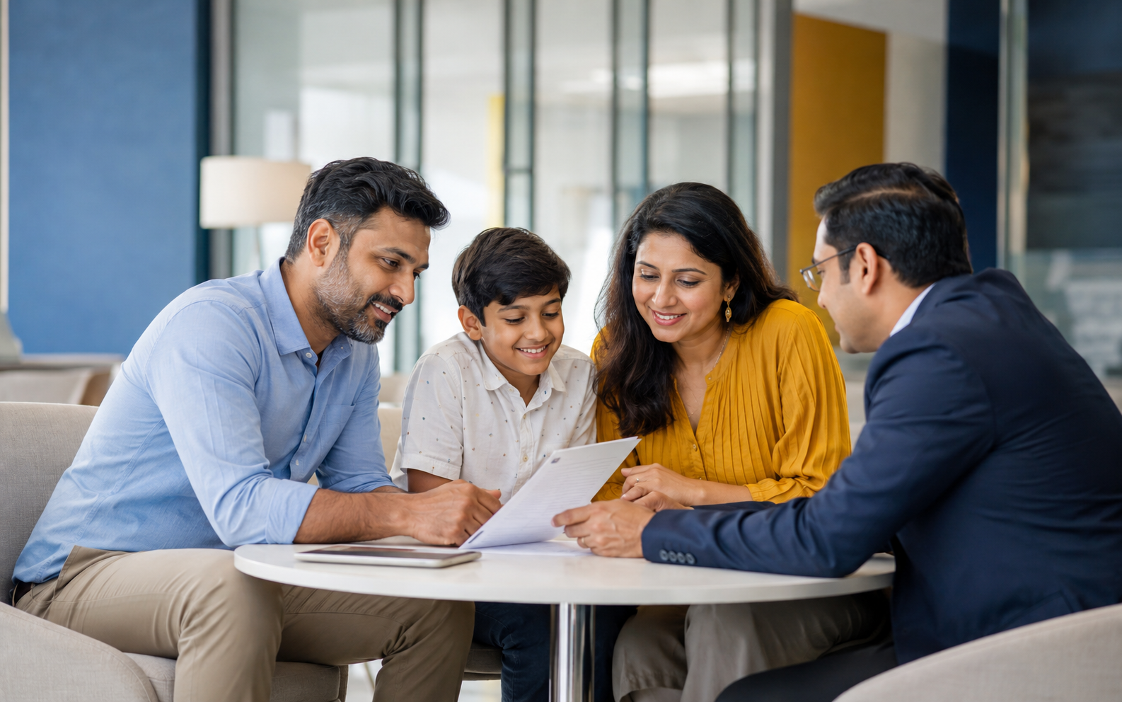 Indian family discussing its financial goals with a BajajCapital representative